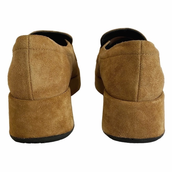 LA CANADIENNE TAN NEUTRAL SUEDE CHUNKY PLATFORM FLAT LOAFERS - 35 - Picture 4 of 9